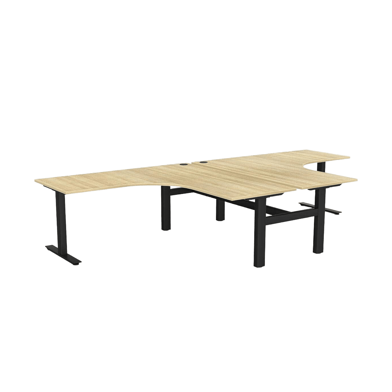 Agile 2 Person Corner Workstation 1800x1800x600 (2pc) / New Oak / Black Powdercoat
