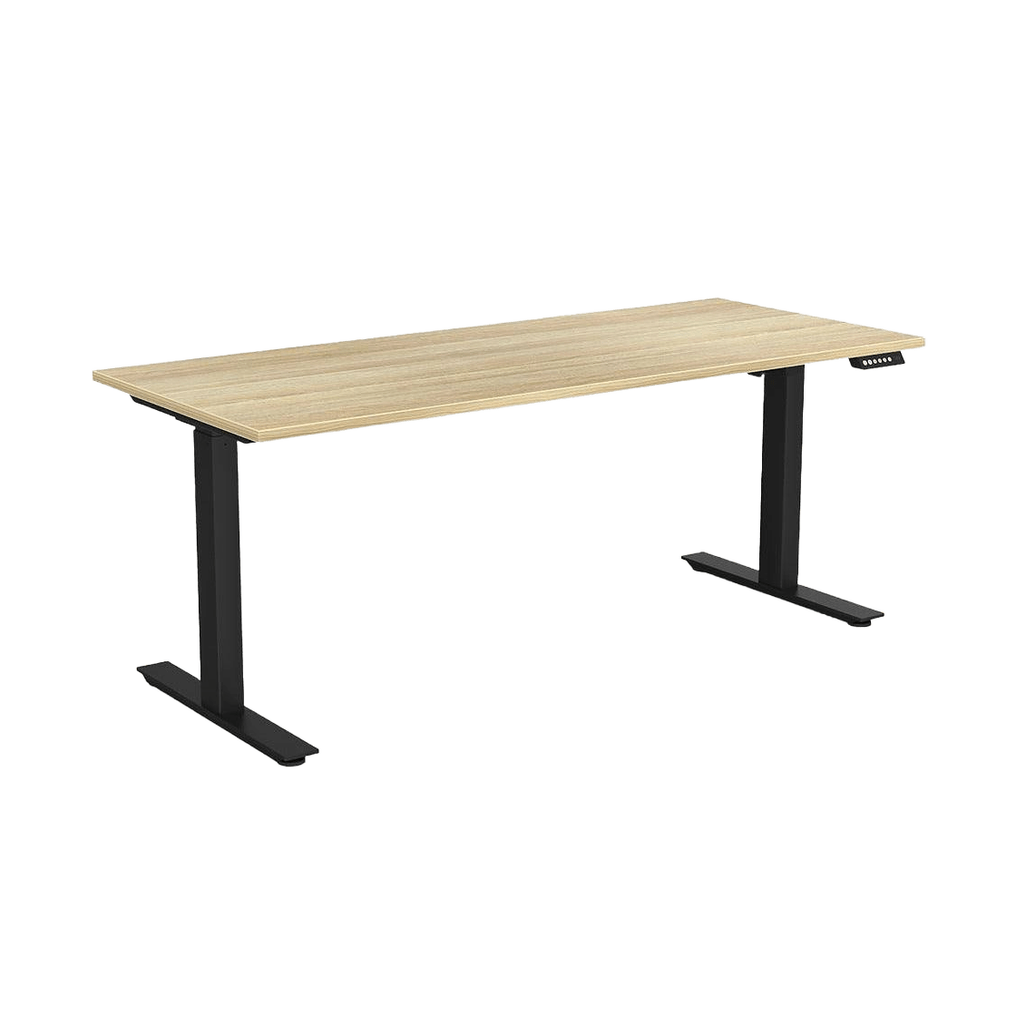 Agile Electric Height Adjustable Desk with E-Panel Screen on LHS 1200x600 / Black Powdercoat / New Oak