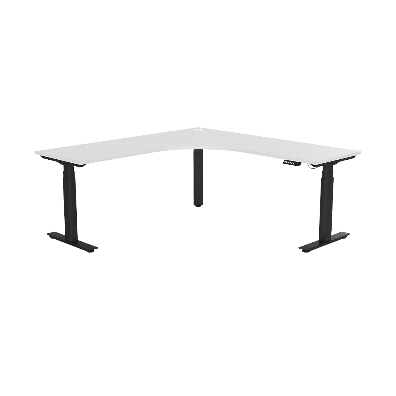Agile Motion+ Electric Height Adjustable Corner Workstation 1800x1800x600 (2pc) LHS / White / Black Powdercoat