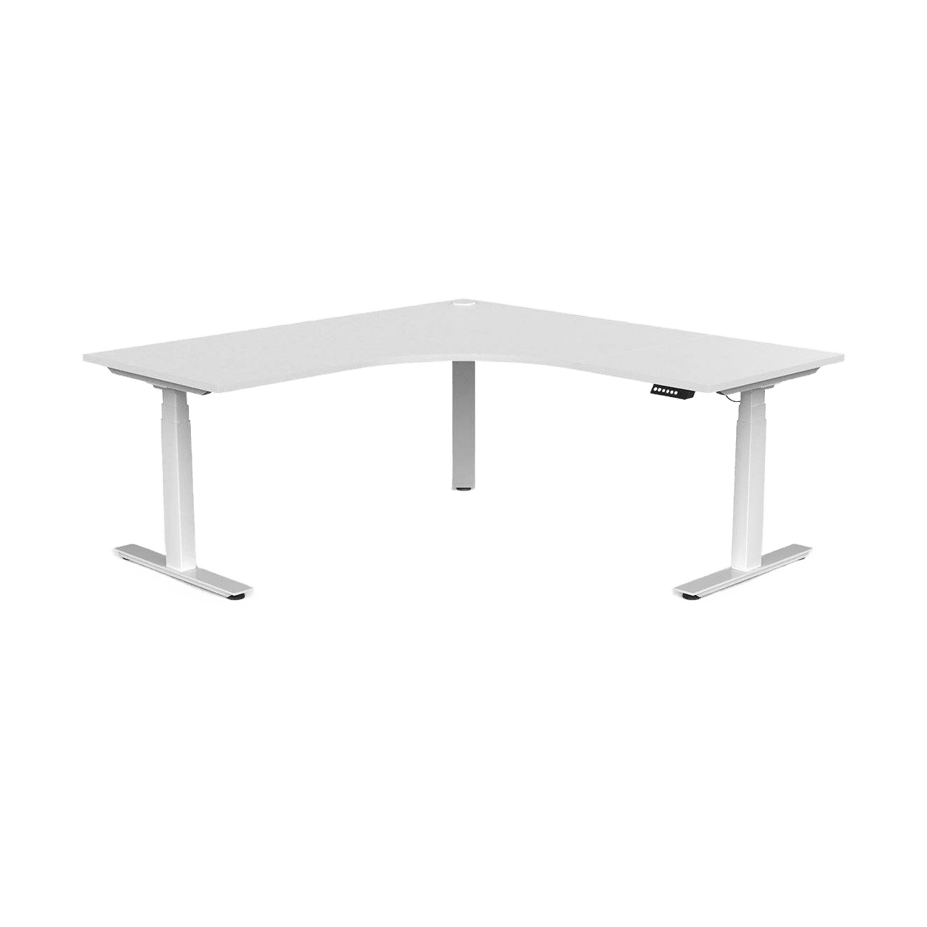 Agile Motion+ Electric Height Adjustable Corner Workstation 1800x1800x600 (2pc) LHS / White / White Powdercoat