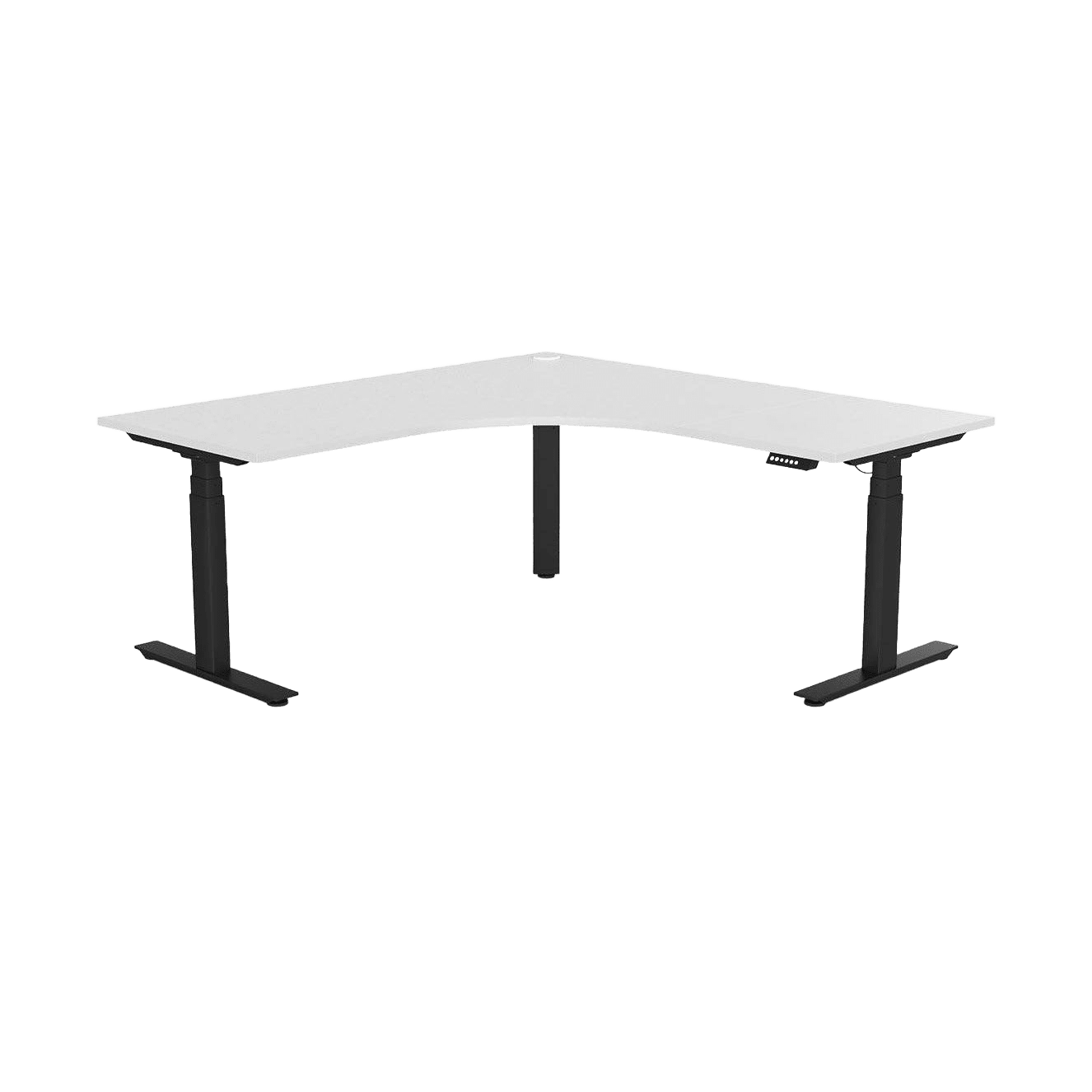 Agile Motion+ Electric Height Adjustable Corner Workstation 1800x1800x750 (2pc) LHS / White / Black Powdercoat