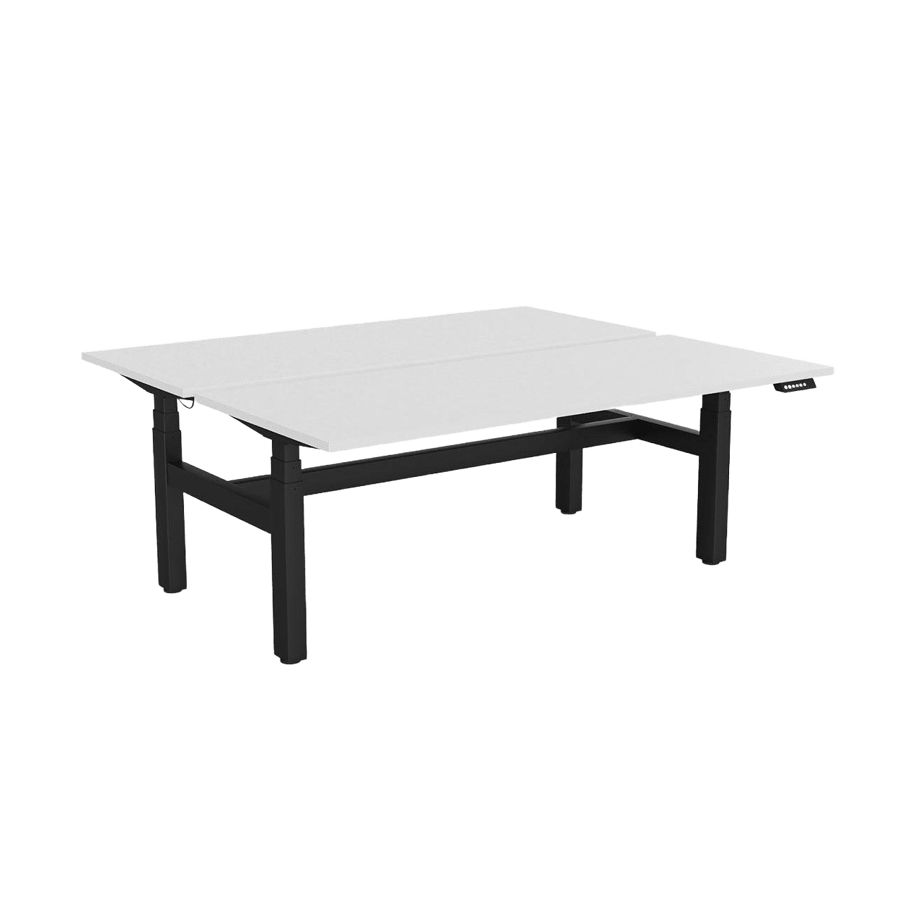 Agile Motion+ Electric Height Adjustable Desk (2 Person-Double Sided) 1500x600 / Black Powdercoat / White