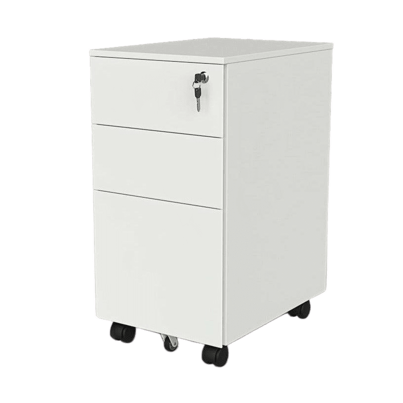 Agile Slimline Steel Mobile Pedestal White Metal