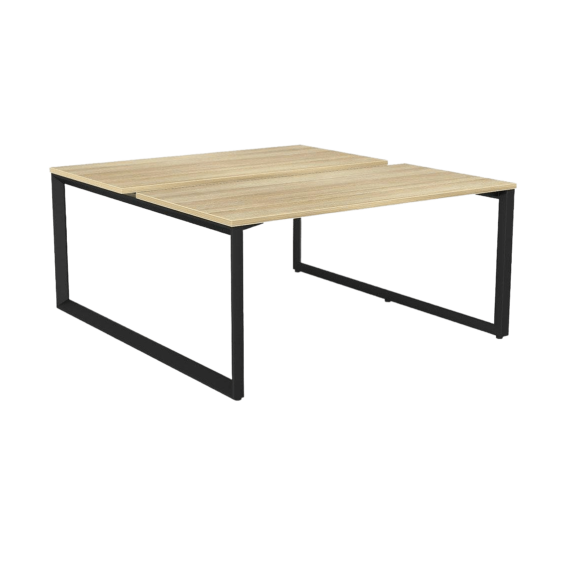 Anvil 2 Person Double Sided Workstations 1200x600 / New Oak / Black Powdercoat