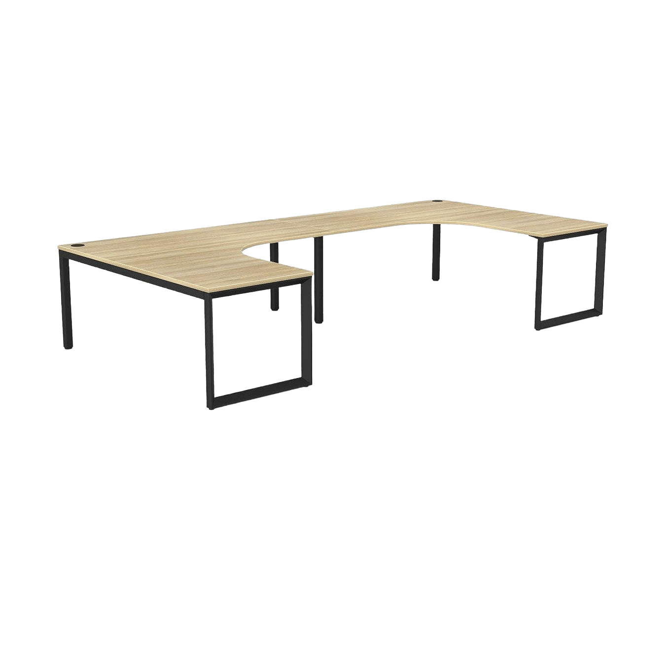Anvil 2 Persons Corner Workstation 1800x1800x600 (2pc) / New Oak / Black Powdercoat