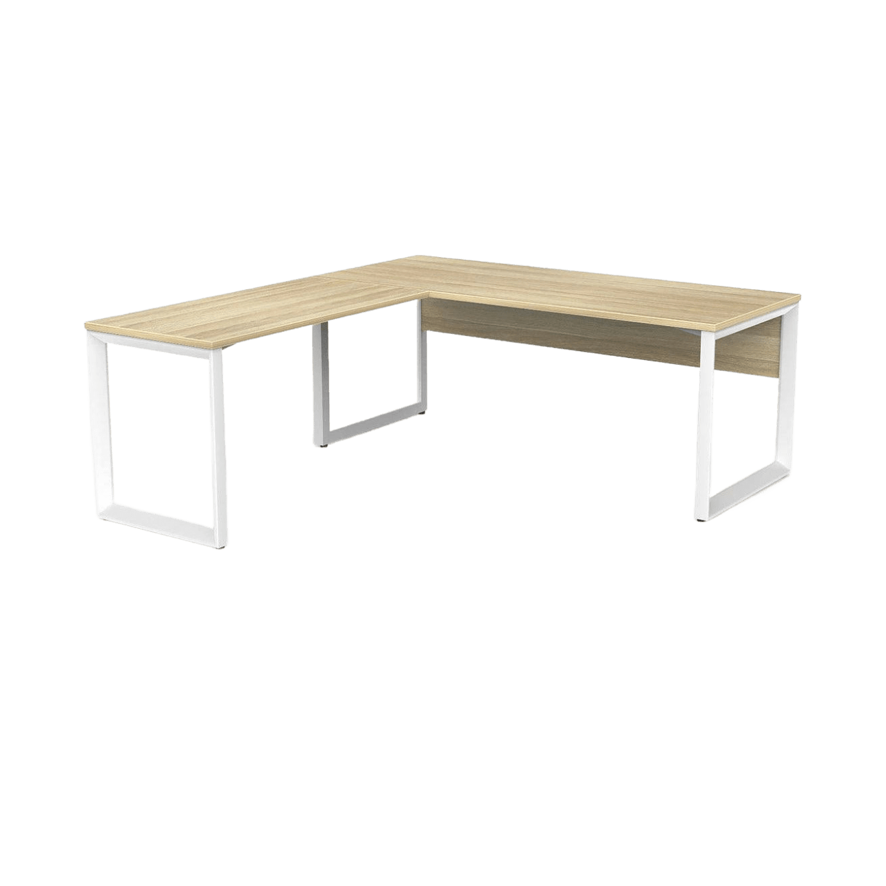 Anvil Corner Desk with Modesty 1800x600 900x600 LHS Return New Oak Top / White Frame