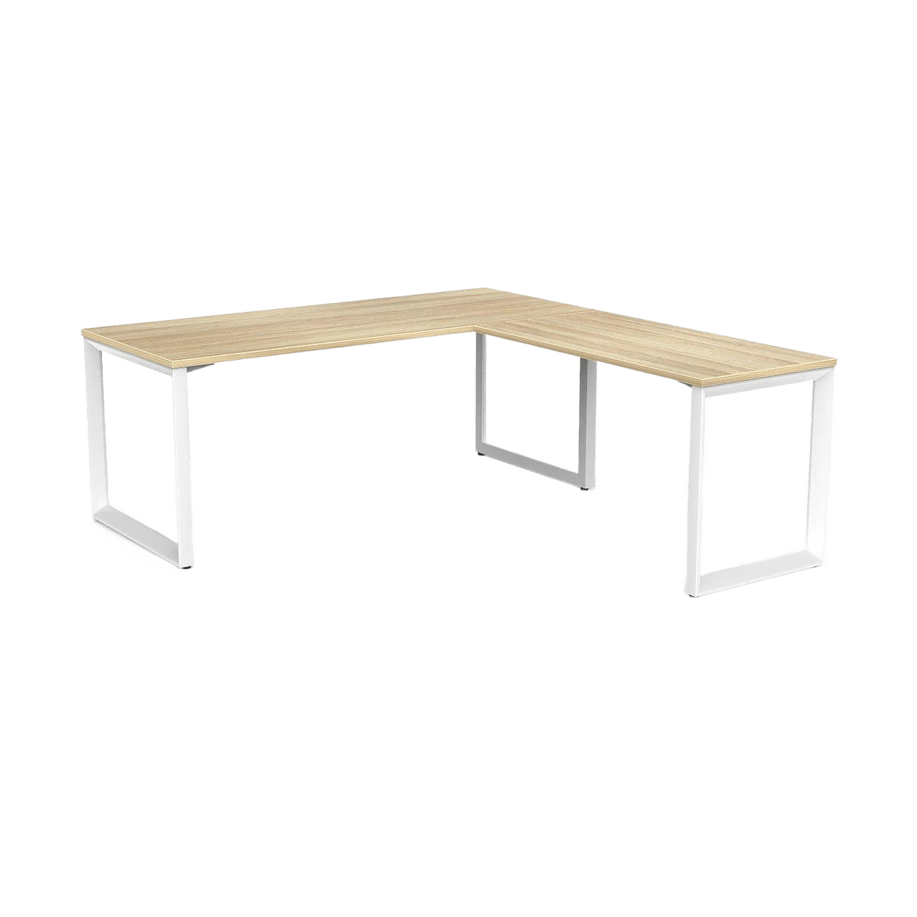Anvil Desk with Return 1800x600 / 1200x600  LHS Return / New Oak Top / White Frame