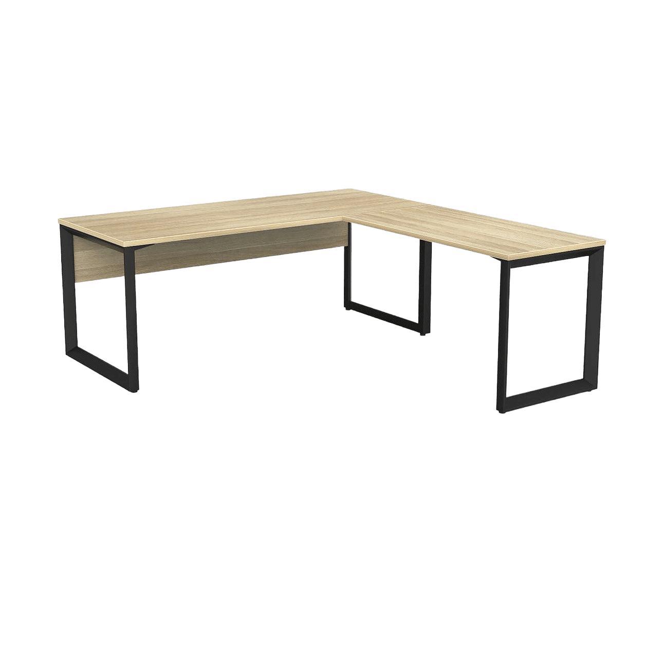 Anvil Desk with Return & Modesty 1800x600 / 900x600  LHS Return / New Oak Top / Black Frame