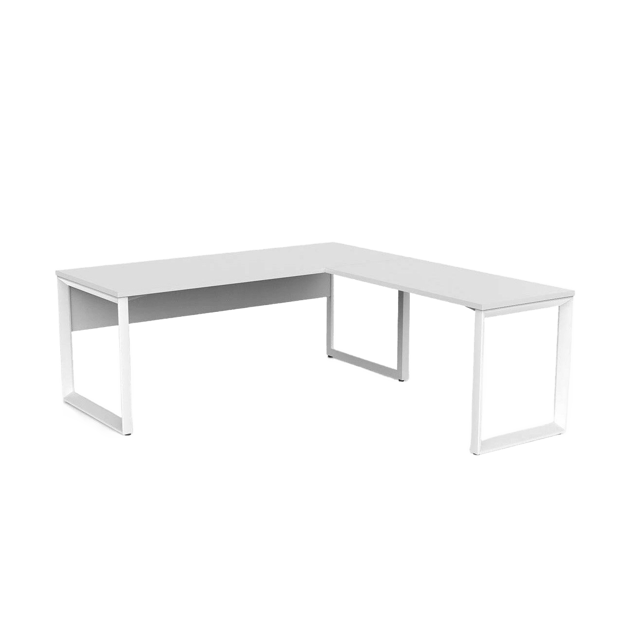 Anvil Desk with Return & Modesty 1800x600 / 900x600  LHS Return / White Top / White Frame