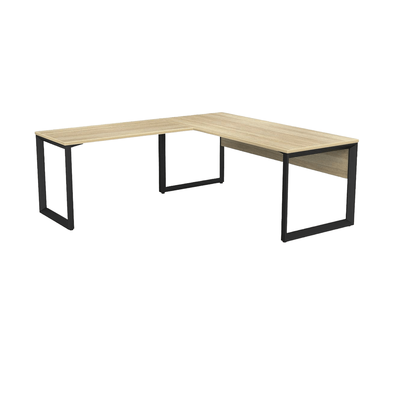 Anvil Desk with Return & Modesty 1800x600 / 900x600  RHS Return / New Oak Top / Black Frame