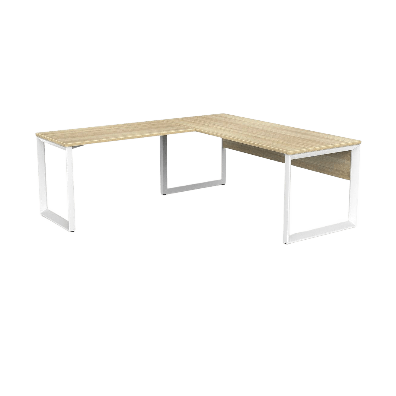 Anvil Desk with Return & Modesty 1800x600 / 900x600  RHS Return / New Oak Top / White Frame