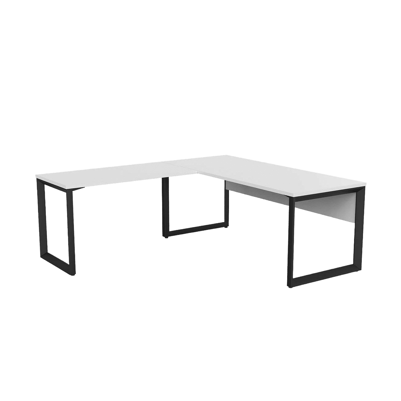 Anvil Desk with Return & Modesty 1800x600 / 900x600  RHS Return / White Top / Black Frame