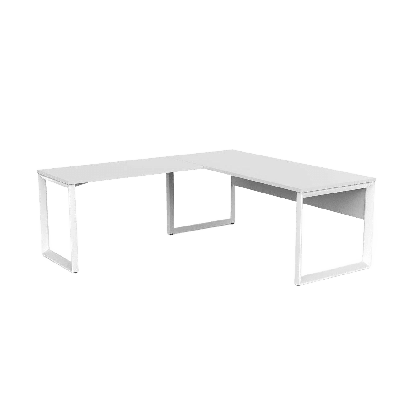 Anvil Desk with Return & Modesty 1800x600 / 900x600  RHS Return / White Top / White Frame