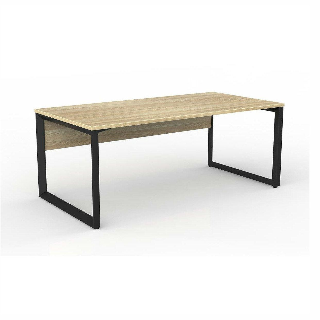 Anvil Single Straight Desk with Modesty 1800x900 / New Oak / Black Powdercoat