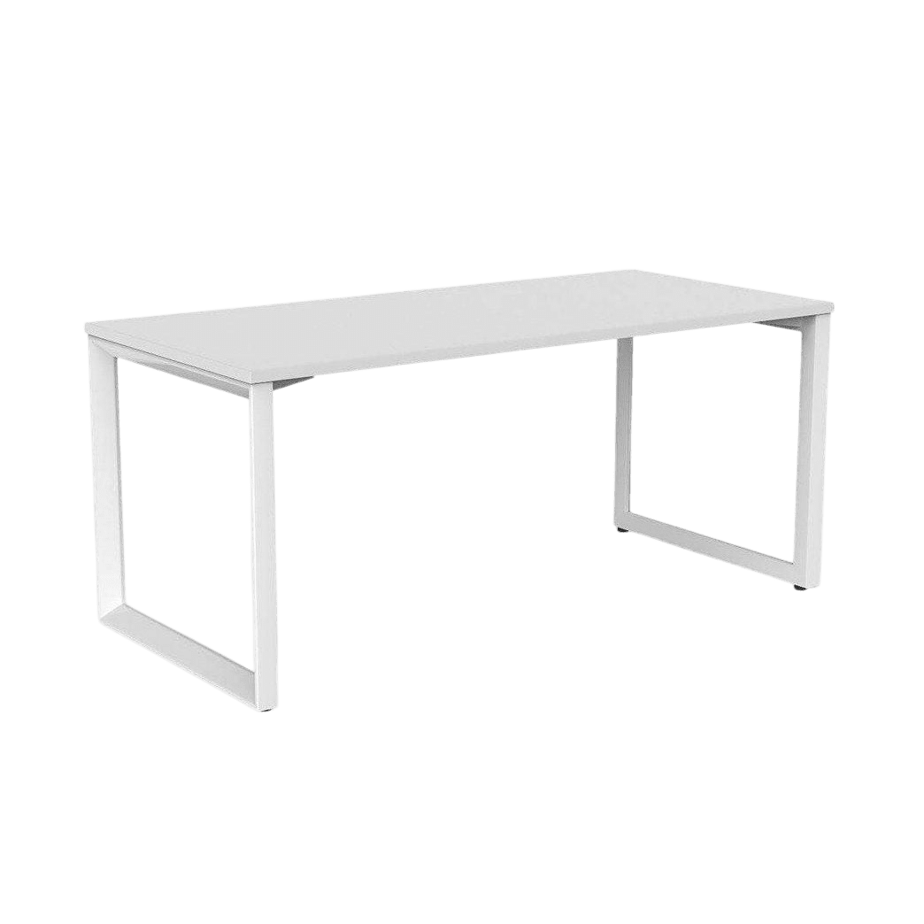 Anvil Single Straight Office Desk with New Oak Worktop 1500x600 White Powdercoat White