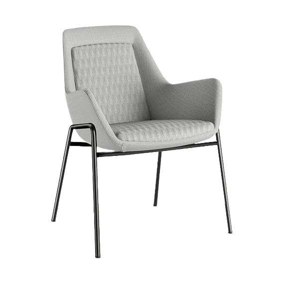 Aquila Compact Office Arm Chair 4 Leg Metal Frame Black / Warwick Augustas