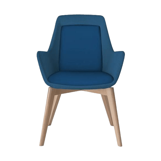 Aquila Compact Office Arm Chair Timber Base Oak Stain / Warwick Augustas