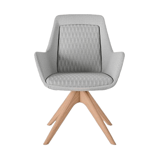 Aquila Compact Office Arm Chair Timber Swivel Base Oak Stain / Warwick Augustas