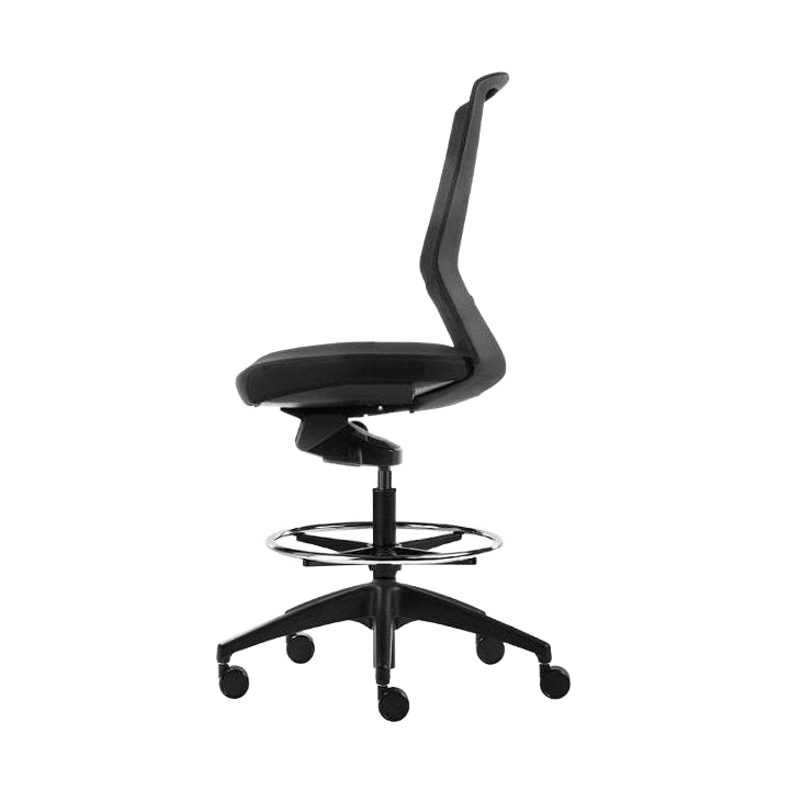 Aveya Black Ergonomic Drafting Chair None / Polished Aluminium