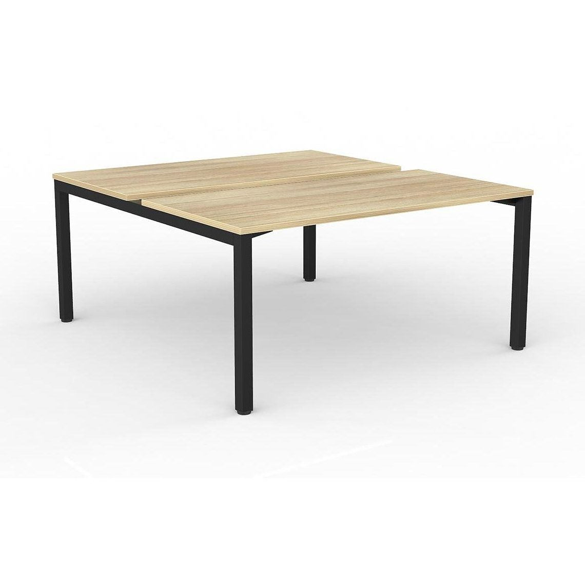 Axis 2 - User Double Sided Workstation 1500x600 Black Powdercoat New Oak