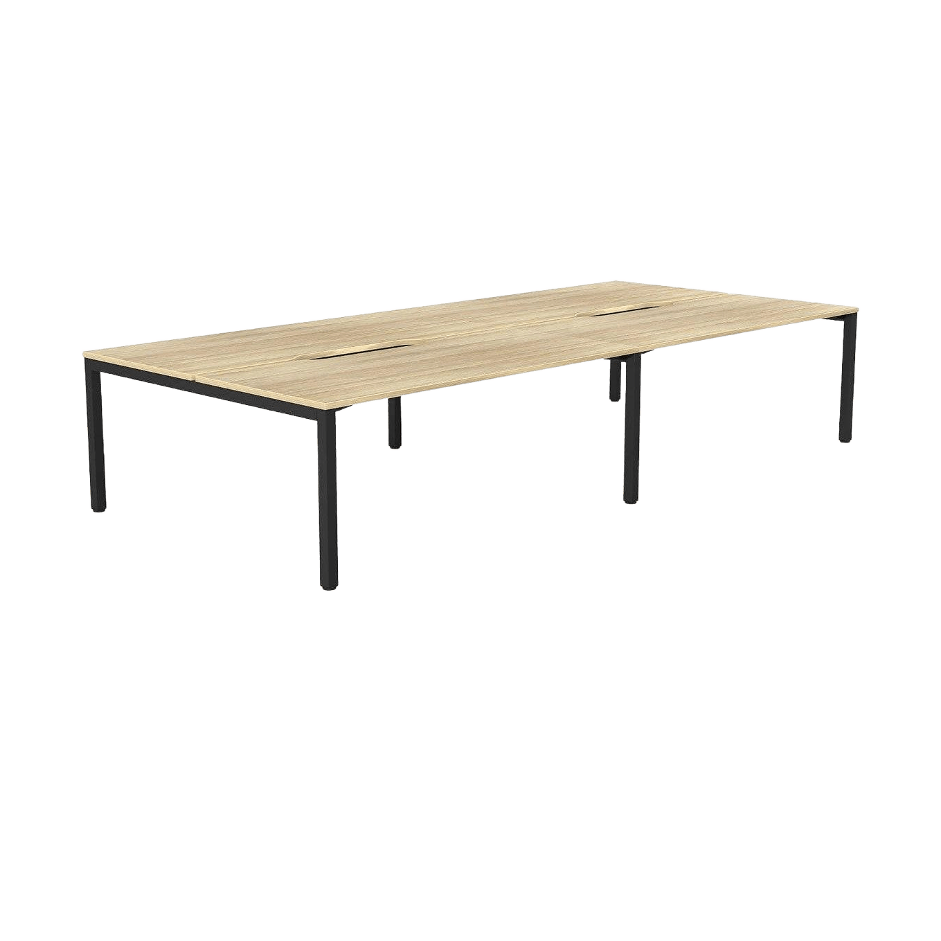 Axis 4-User Double Sided Workstation 1200x600 / Black Powdercoat / New Oak