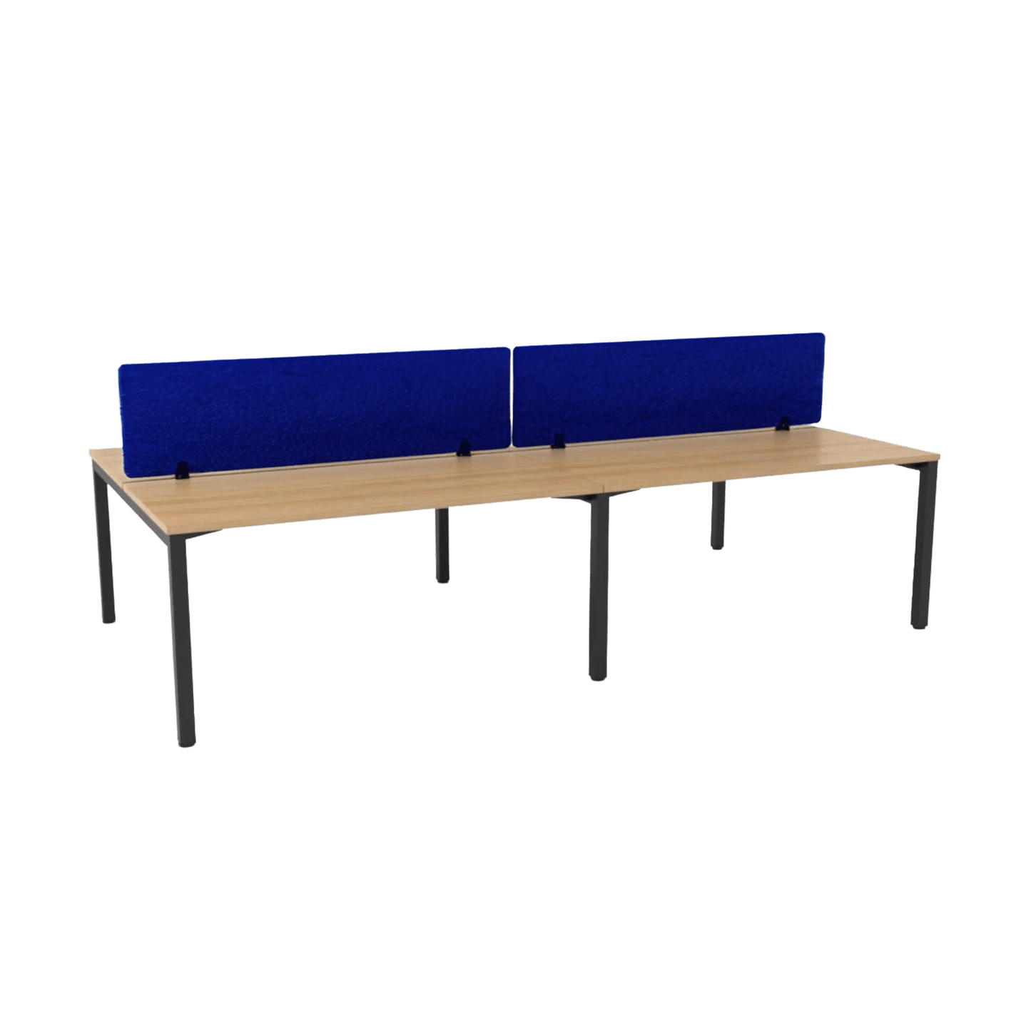 Axis 4-User Double Sided Workstation with AcoustiQ Screens 1200x600 / Black Powdercoat / New Oak