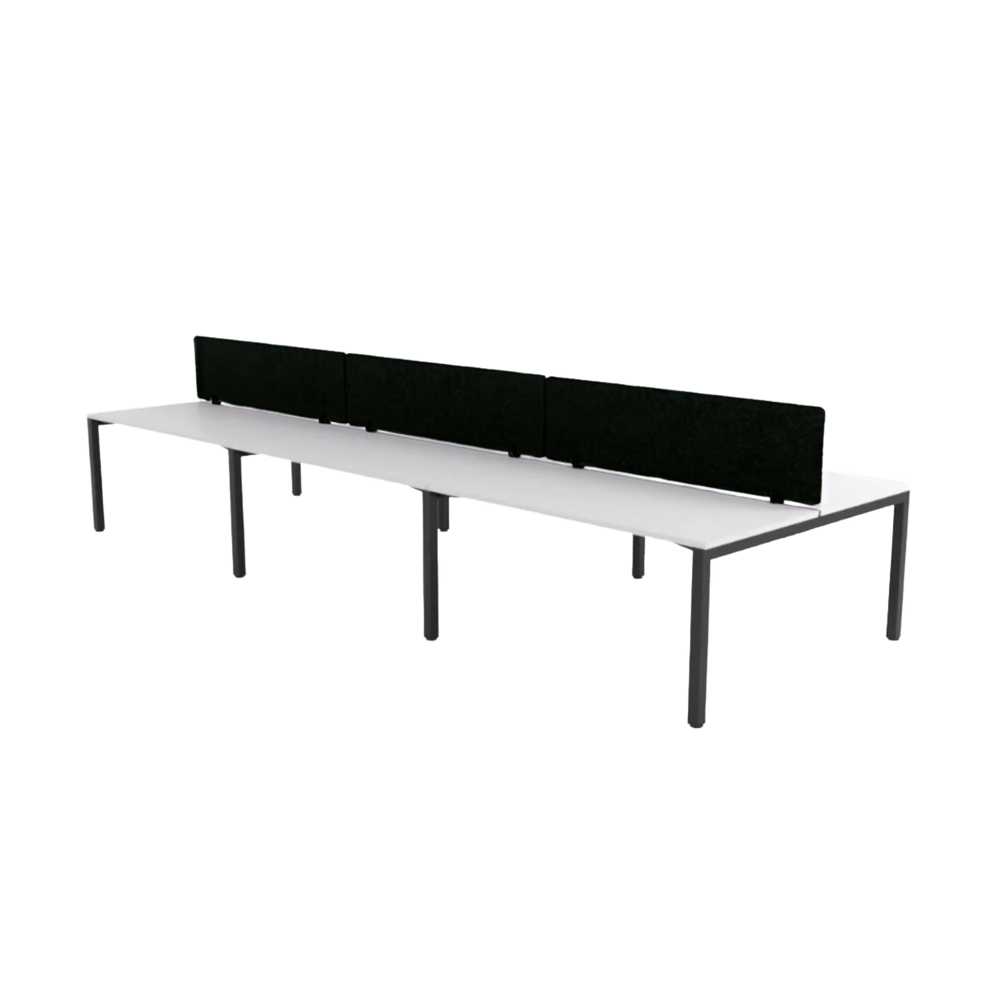 Axis 6-User Double Sided Workstation With AcoustiQ Screens 1200x600 / Black Powdercoat / White