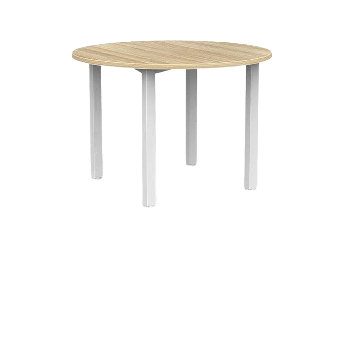 Axis Round Meeting Table 1050 Round / White Powdercoat / New Oak