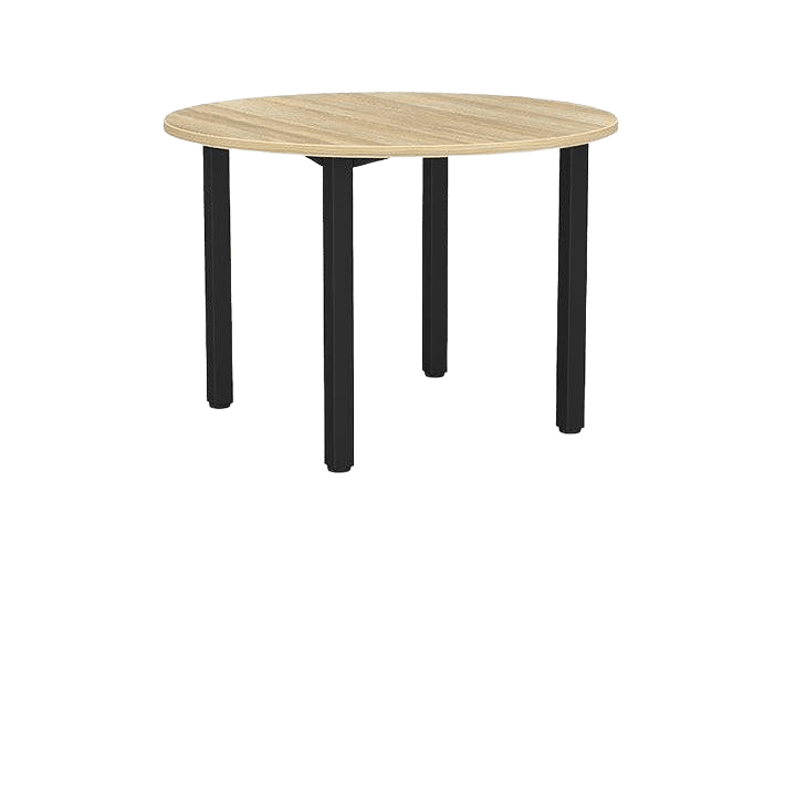 Axis Round Meeting Table 900 Round / Black Powdercoat / New Oak