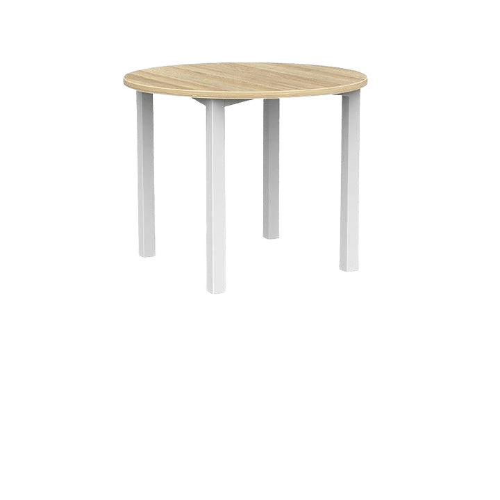 Axis Round Meeting Table 900 Round / White Powdercoat / New Oak