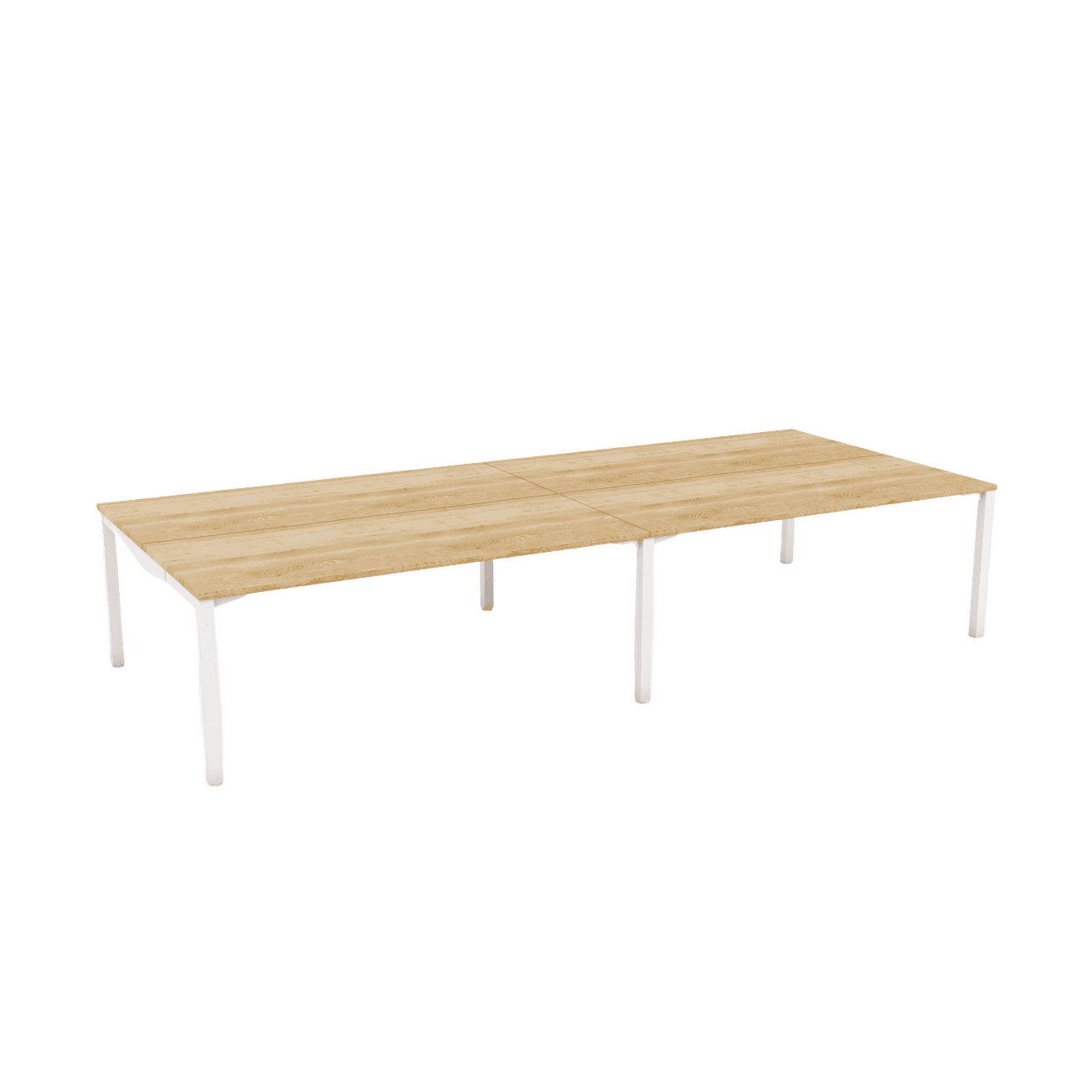 Axis Stretch Double Sided Desk 4 Persons 4 x 1200x600 / New Oak / White Powdercoat
