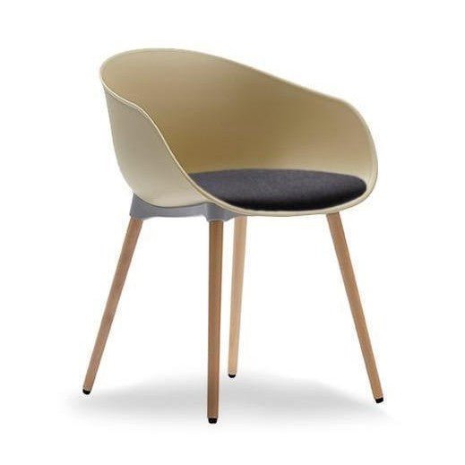 Ayla PP Chair with Fixed Seat Pad Brown Plastic (Coffee) / Black Fabric (Fusion) / Beech Timber Legs