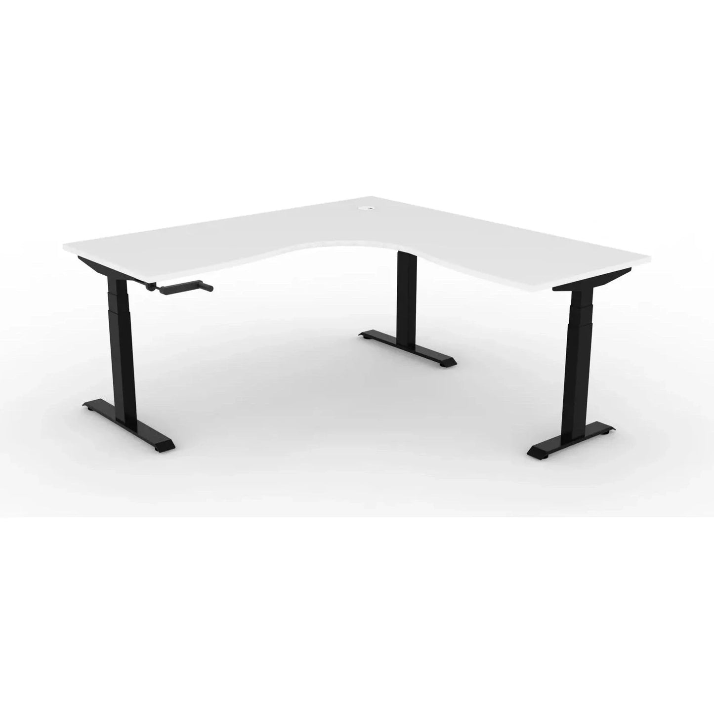 Boost Crank Corner Workstation 1500x1500x750 / White Top / Black Frame / No Cable Tray/No Screen