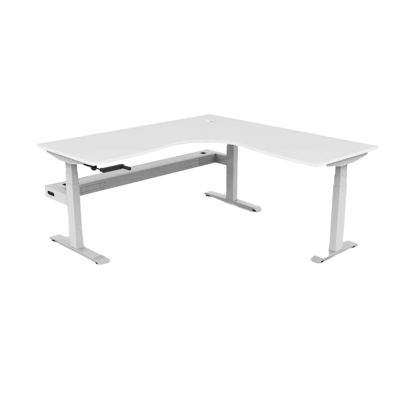 Boost Crank Corner Workstation 1500x1500x750 / White Top / White Frame / With Cable Tray/No Screen