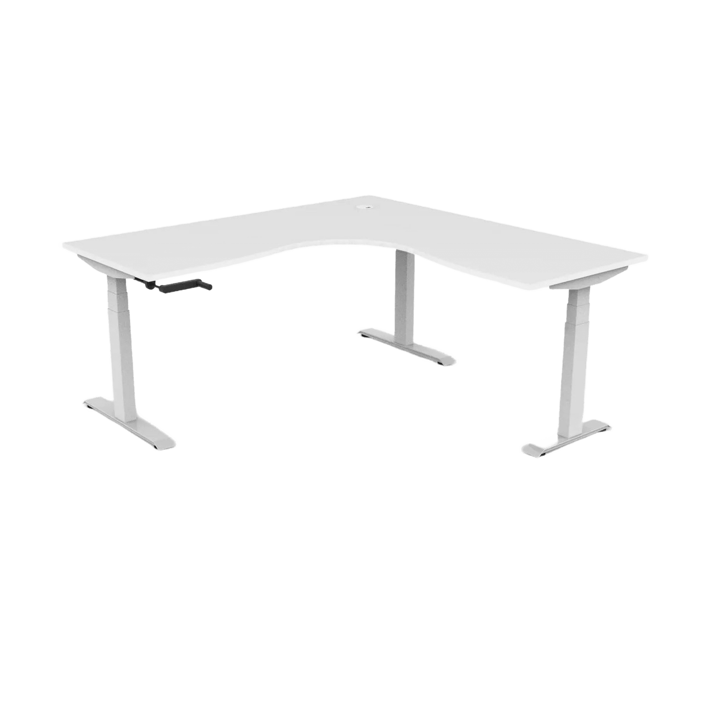 Boost Crank Corner Workstation 1500x1500x750 / White Top / White Frame / No Cable Tray/No Screen