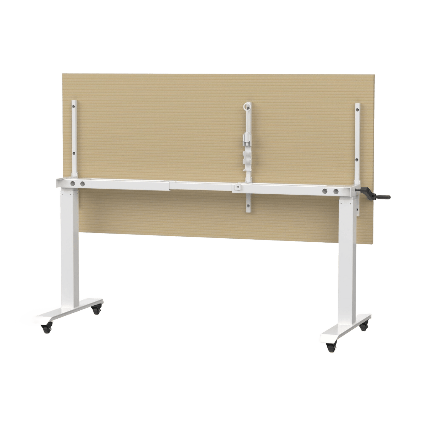 Boost Crank Height Adjustable Flip Top Table 1500x750 / Natural Oak / White Powdercoat