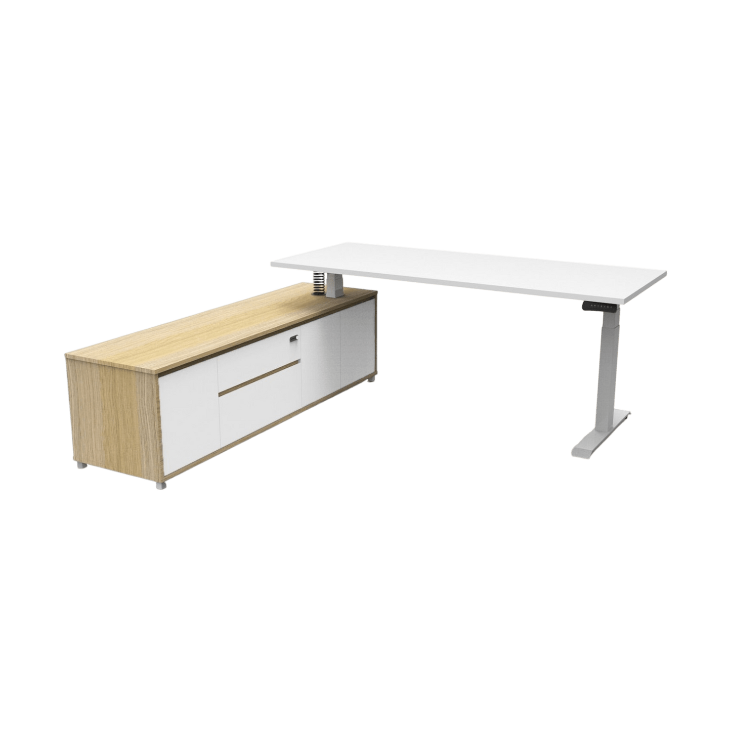 Boost+ Executive Desk In White Frame White Top 1800x1800x750 LHS Cabinet Return Yes