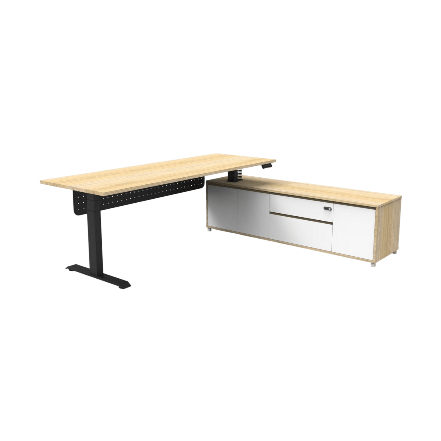 Boost+ Executive In Black Frame Oak Top 2100x1800x750 RHS Cabinet Return No