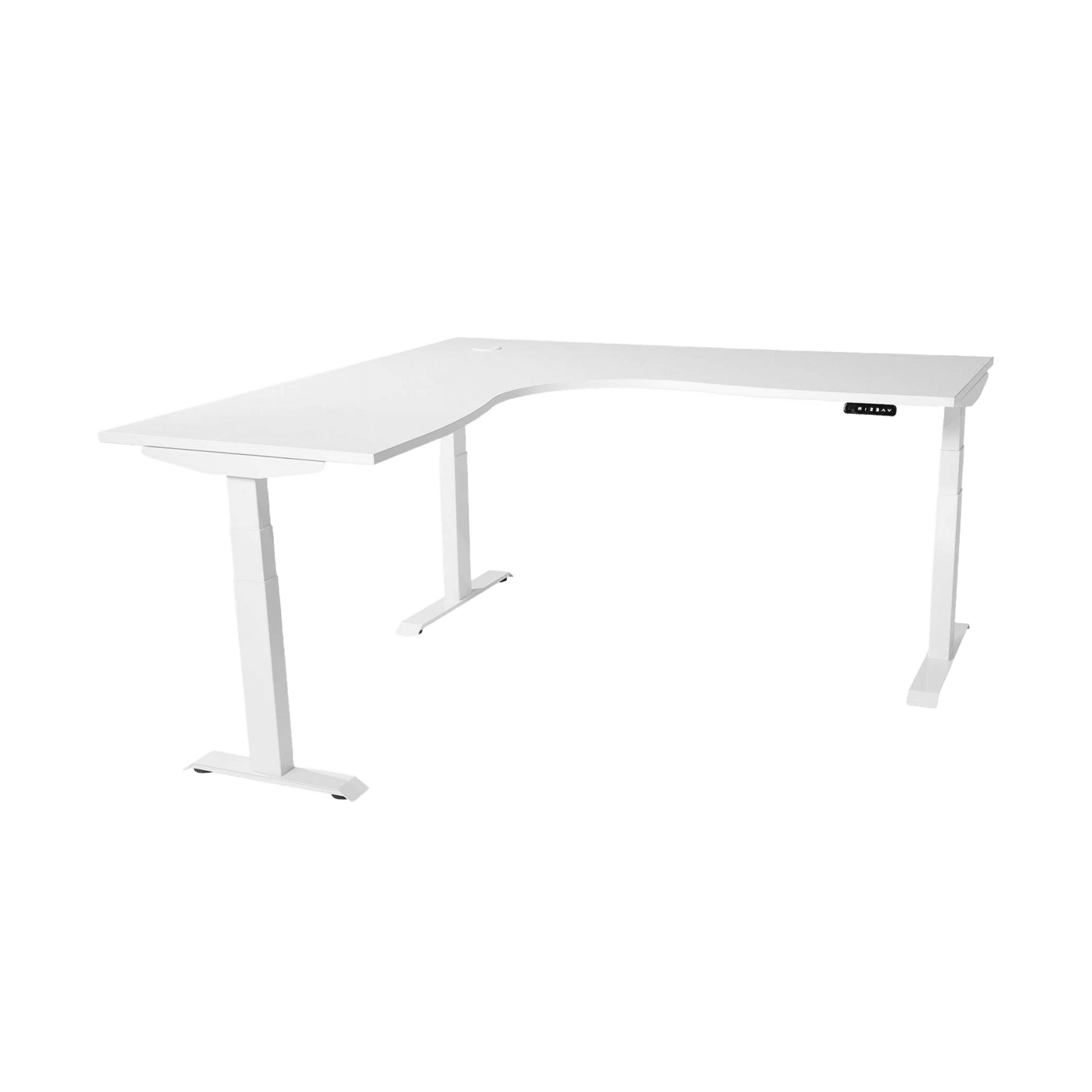 Boost Height Adjustable Corner Workstation 1500x1500 / White Top / White Frame / No Cable Tray