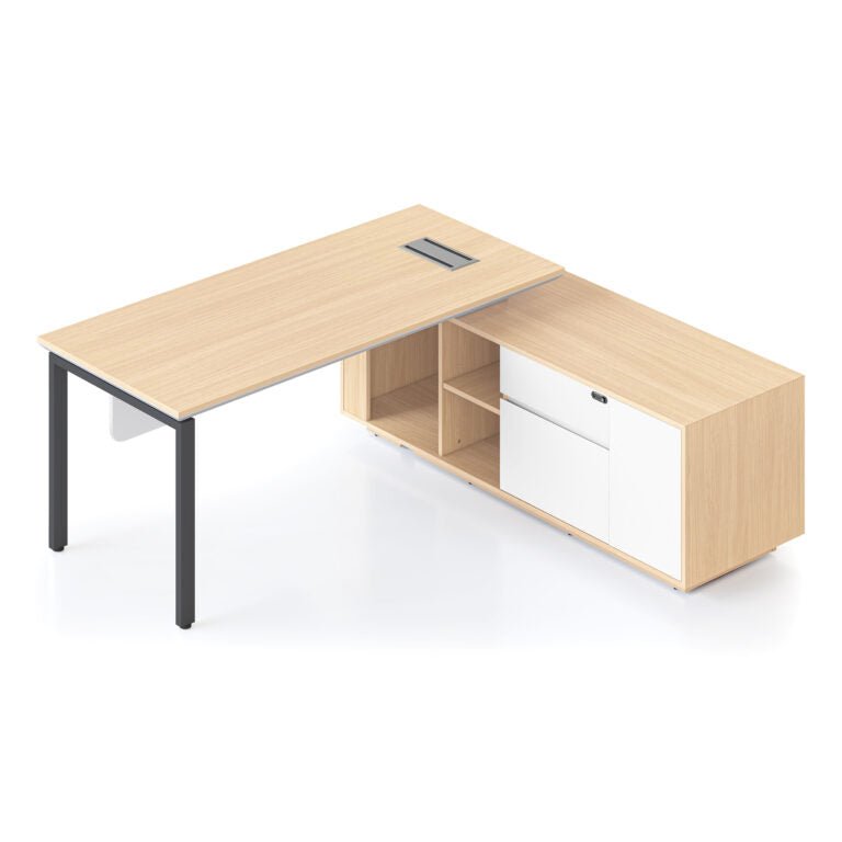 Casa Executive Desk with Cabinet Black Powdercoat Eternity LHS Cabinet Return
