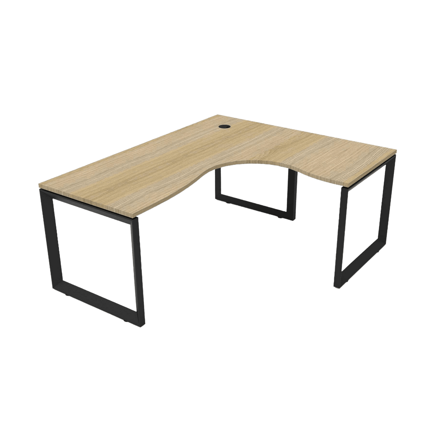 Deluxe Loop Leg Corner Workstation 1500x1500 / Natural Oak / Black Powdercoat