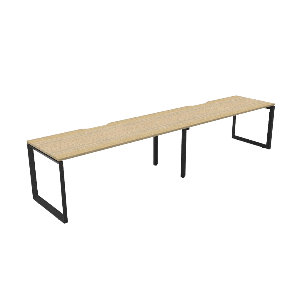 Deluxe Loop Leg Single Sided 2 Person Workstations 2 x 1200x750 / Natural Oak / Black Powdercoat