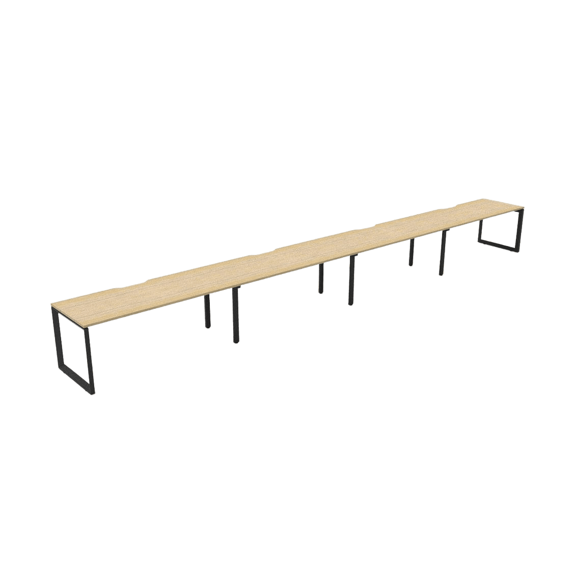 Deluxe Loop Leg Single Sided 4 Person Workstations 4 x 1200x750 / Natural Oak / Black Powdercoat