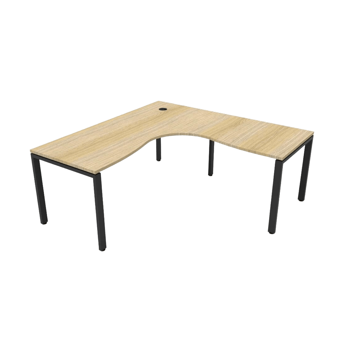 Deluxe Profile Leg Corner Workstation 1500x1500 / Natural Oak / Black Powdercoat