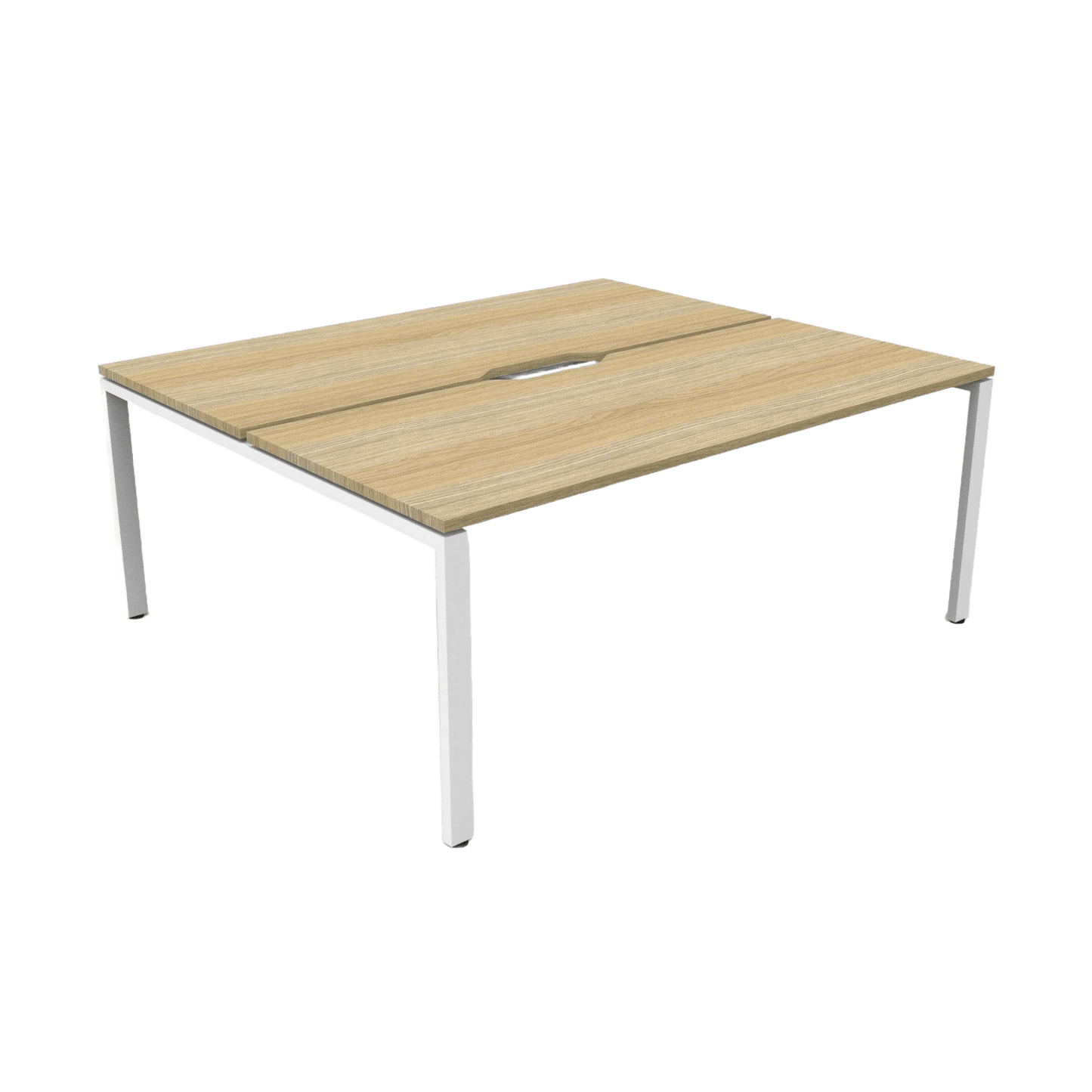 Deluxe Profile Leg Double Sided 2 Person Office Workstations 2 x 1200x750 / Natural Oak / White Powdercoat