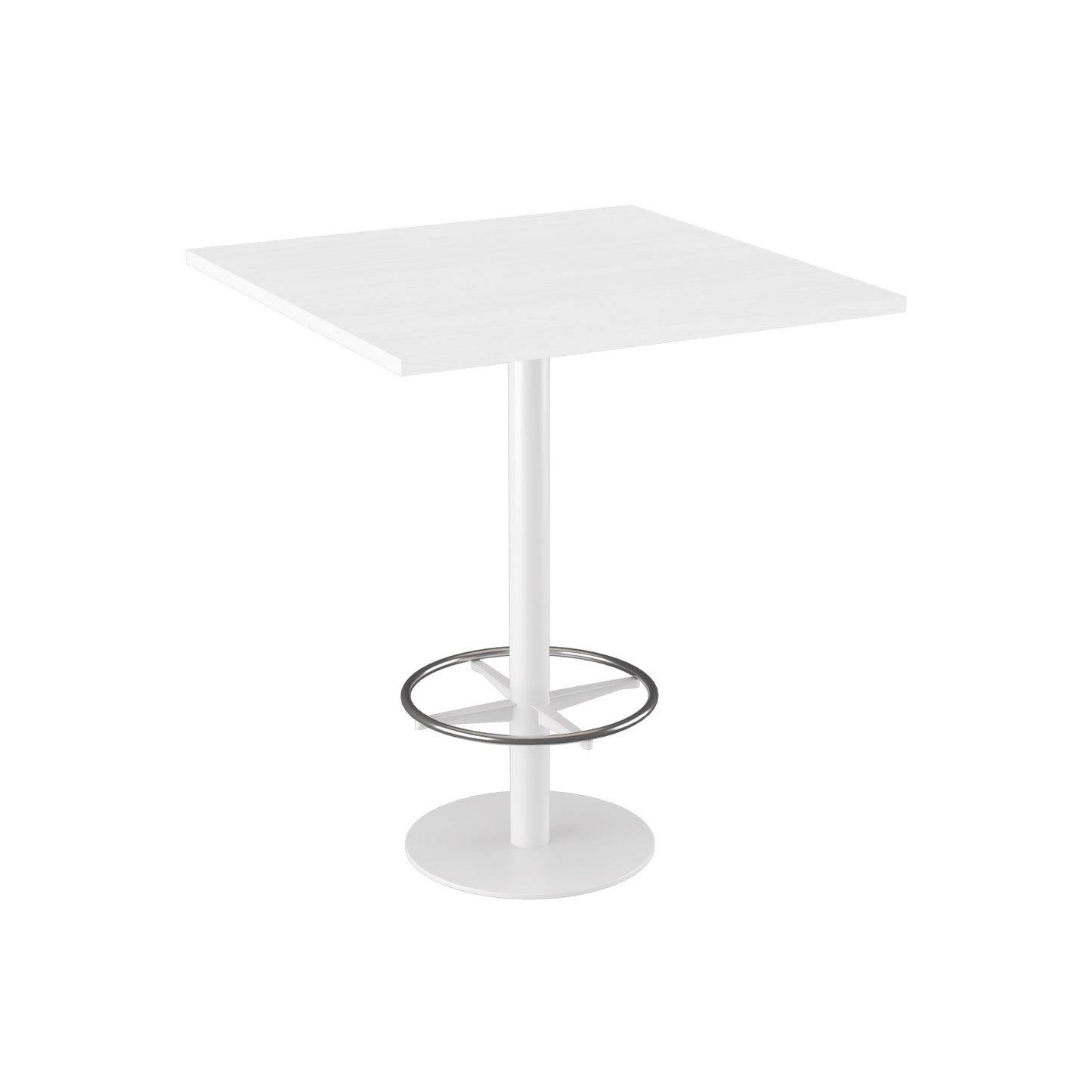 Disc Base High Bar Table with Square Top 900 Square White Powdercoat White