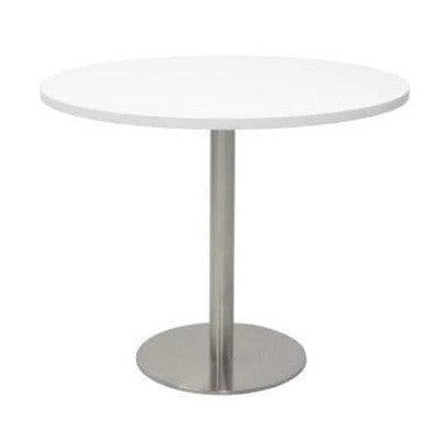 Disc Base Round Table 900 Round / White / Stainless Steel