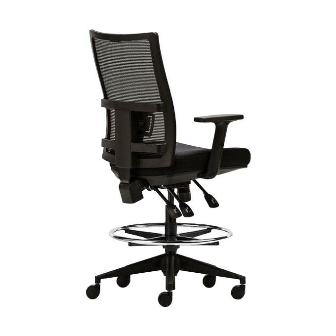 EKO Mesh Ergonomic Drafting Chair Adjustable Arms / Adjustable / Black Plastic Base
