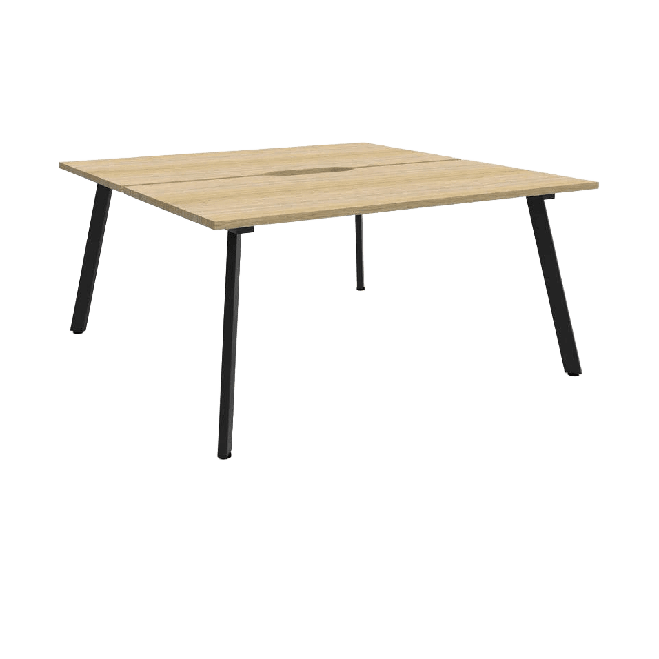 Eternity 2 Person Double Sided Workstations 2 x 1200x750 / Natural Oak / Black Powdercoat