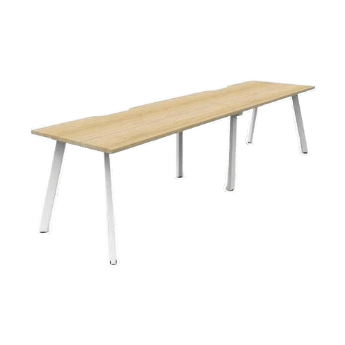 Eternity 2 Person Single Sided Workstations 2 x 1200x750 / Natural Oak / White Powdercoat